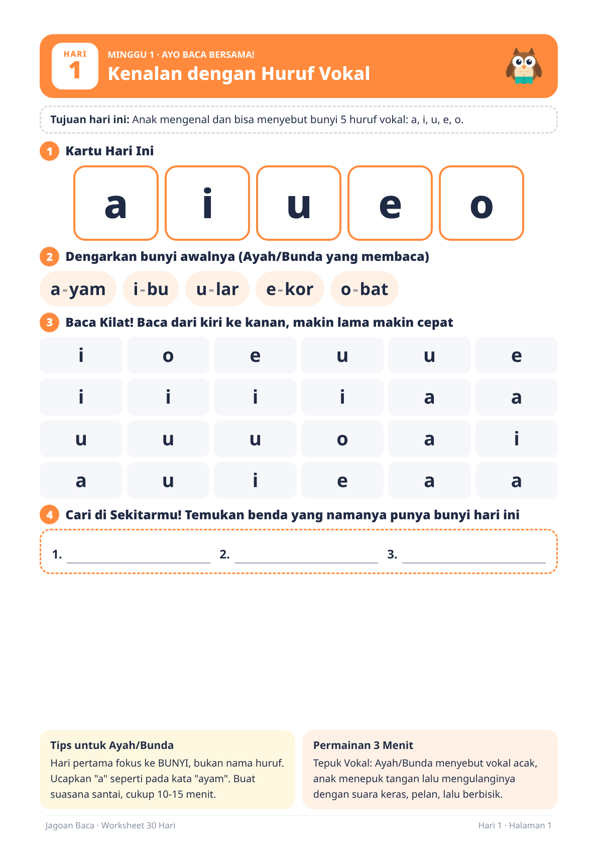 Contoh halaman Hari 1